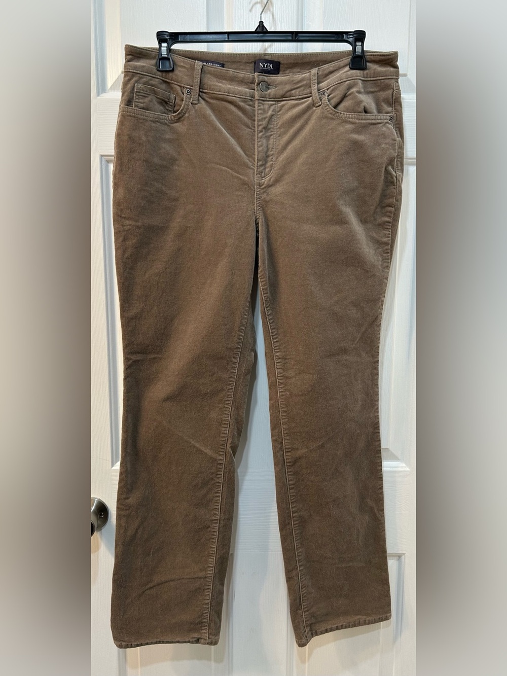 NYDJ Marilyn Straight Corduroy Pants Women's Size 14 Light Brown Boho Casual